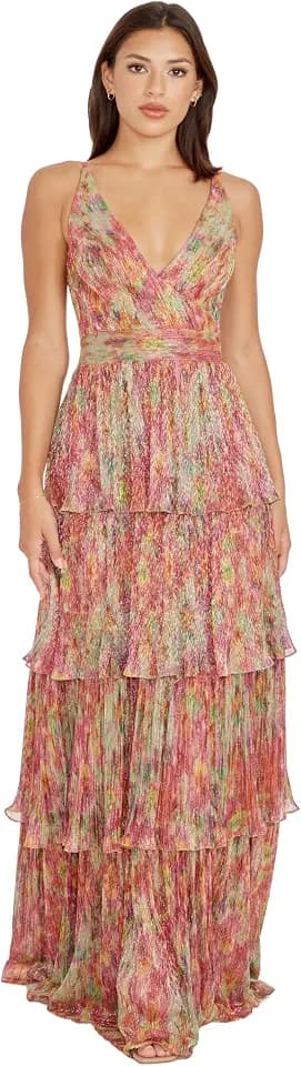 Dress The Population Women's Lorain Fit and Flare Maxi Dress