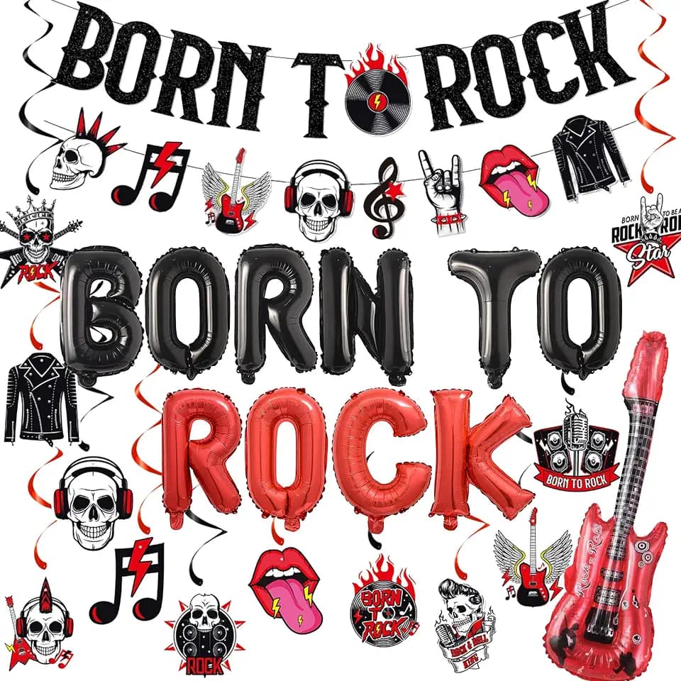 Rock and Roll Party Deko Set, Born To Rock Luftballons Girlande