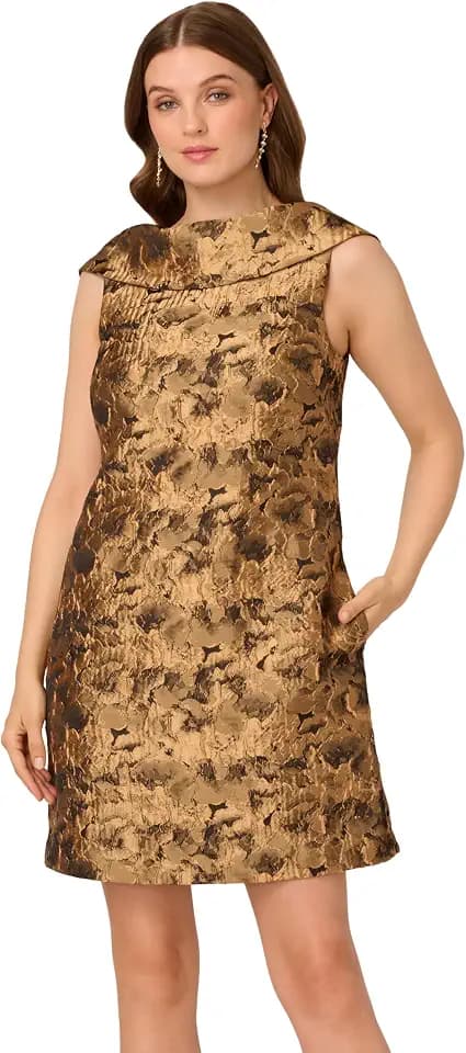 Adrianna Papell Women's Bias Collar Shift Dress