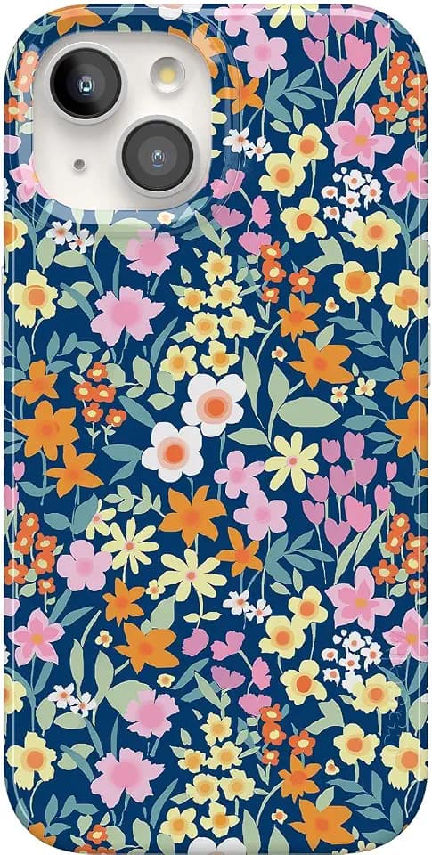 Casely iPhone 15 Case | Full Bloom | Navy Floral | Compatible with MagSafe | Classic Ultra Slim Design