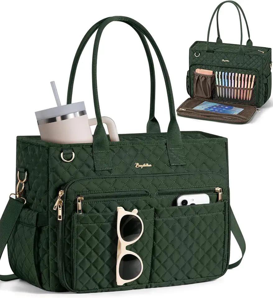 Bagstellar Teacher Tote Bag for Women, 15.6" Laptop Work Tote Computer Bag