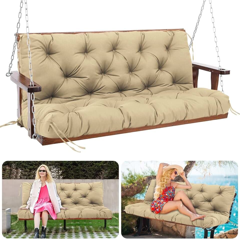60" / 5 FT Porch Swing Cushions Outdoor, 5" Thick 2-3 seat Swing Cushion