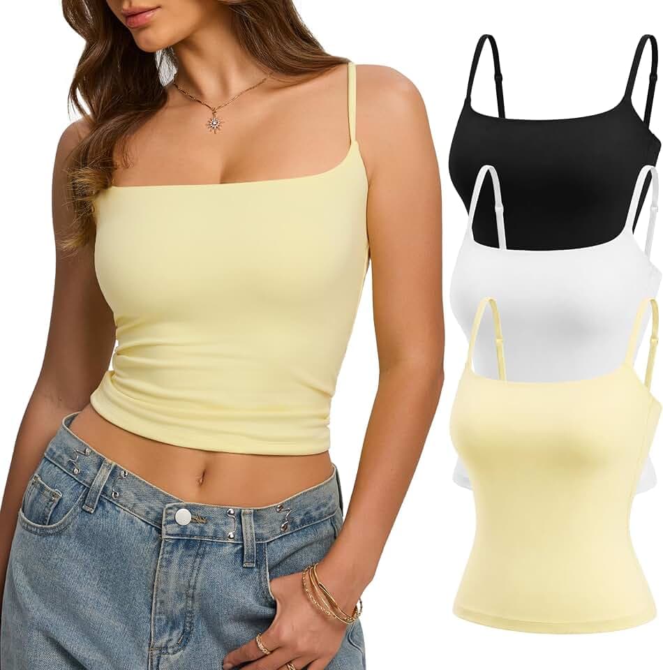 3 Pack Double Lined Spaghetti Strap Tank Top for Women Going Out