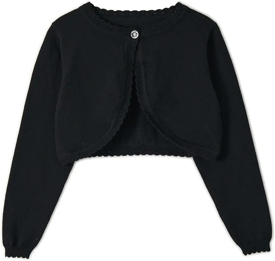 Miipat Toddler Girls Cardigan Long Sleeve Bolero Shrug Kids Knit Sweater Cover Up Button Closure Cropped Tops