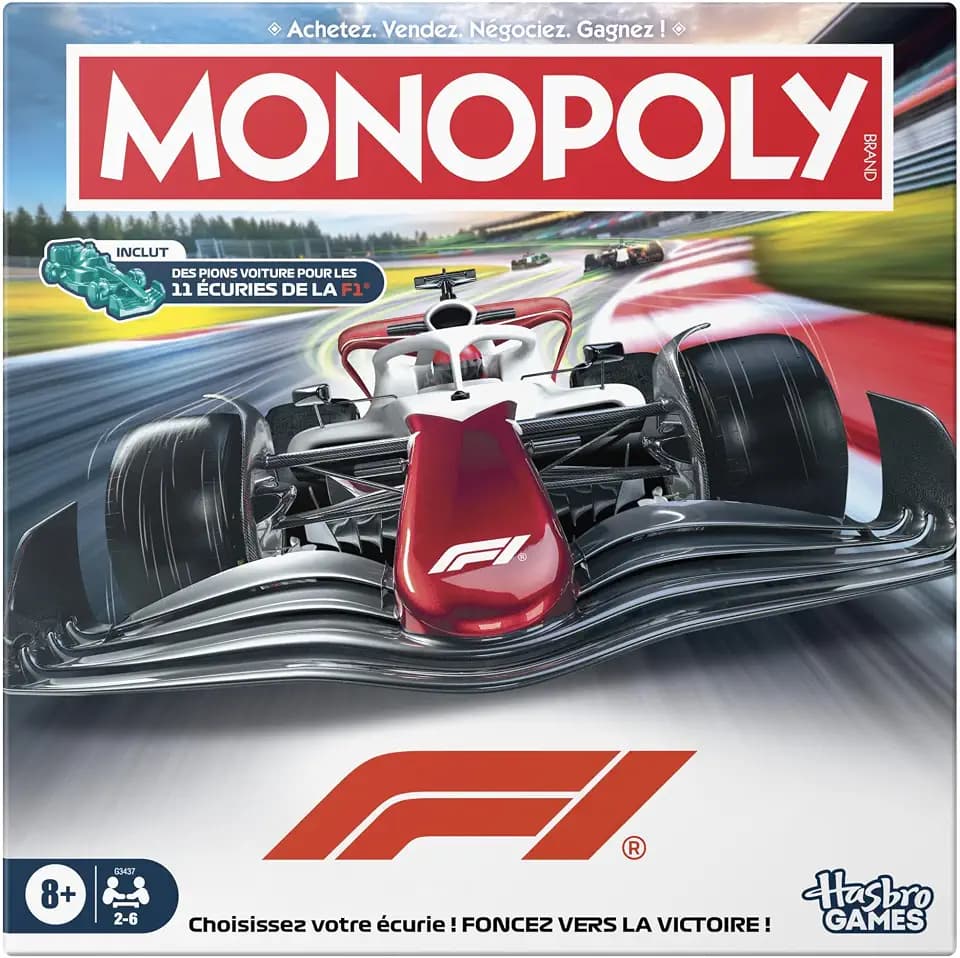 Monopoly F1, Brettspiel | offiziell Lizenziertes Formula 1-Spiel | Familienspiel für Kinder, Jugendliche und Erwachsene | 2 bis 6 Spieler | 45 Min. | ab 8 Jahren