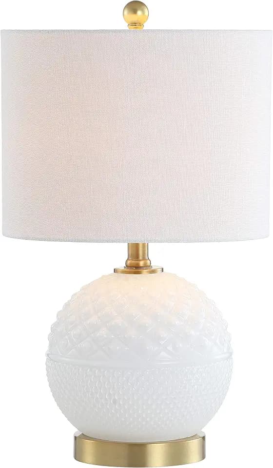 JONATHAN Y Julienne Hobnail Glass/Metal Table Lamp 20.5", White/Brass Gold