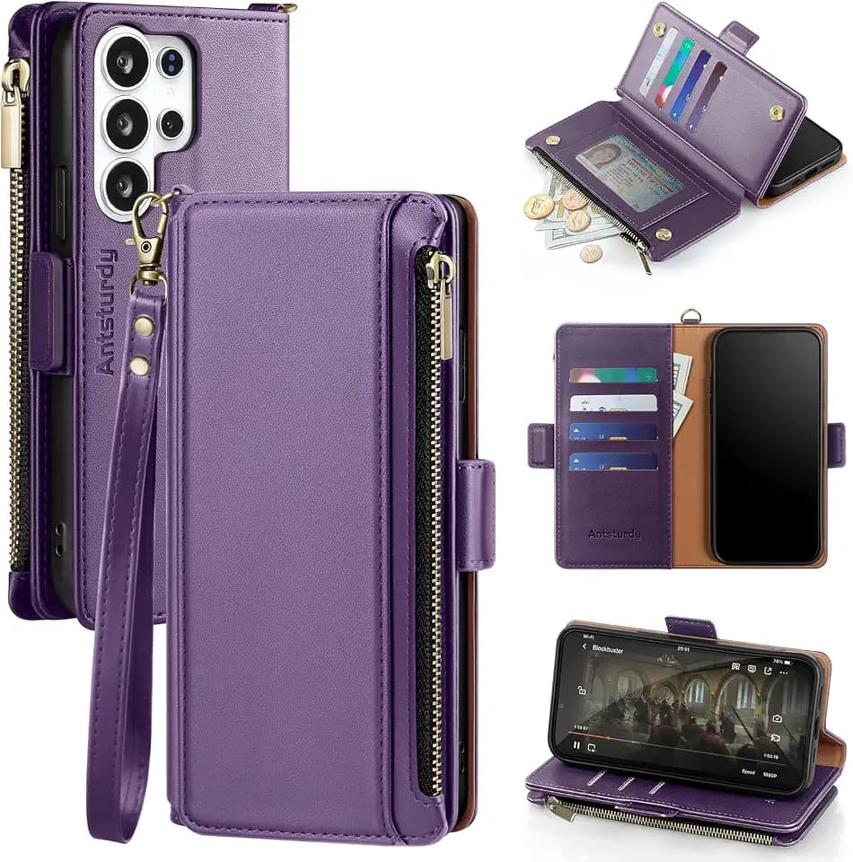 Antsturdy for Samsung Galaxy S26 Ultra Phone Wallet Case Women,Purple