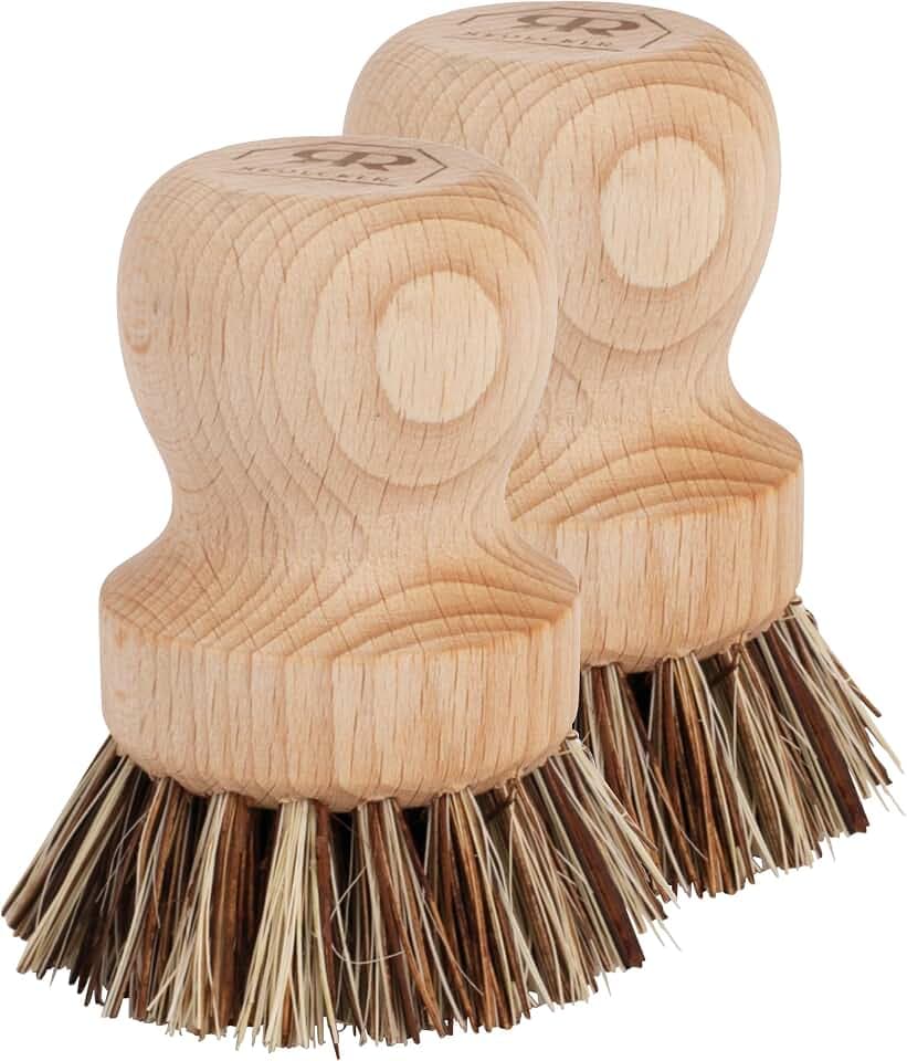 Redecker Pot Brushes, Stiff Union Fiber, 2.6 Inch, Set of 2