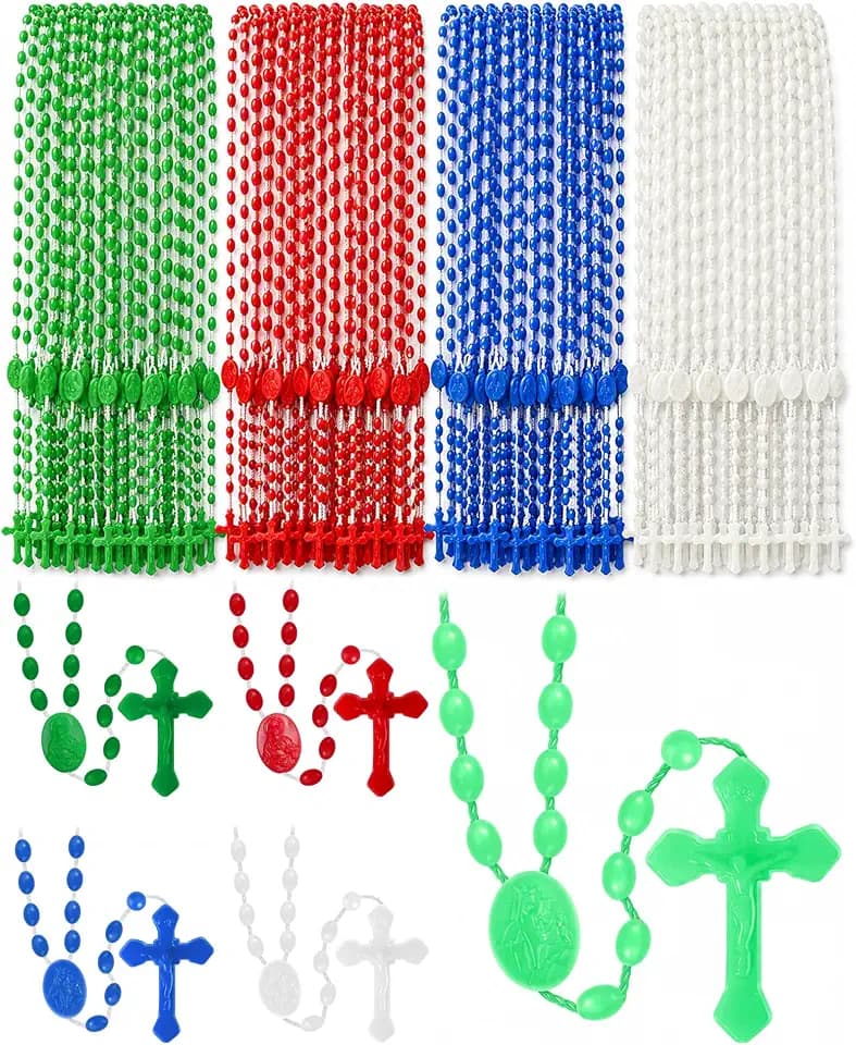 100 Pack Bulk Rosaries, 17 Inch Plastic Rosary Beads Rosarios Catolicos