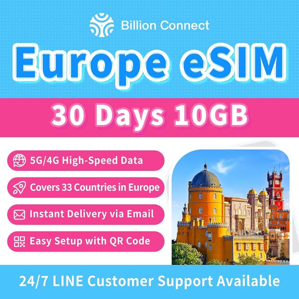 Europe eSIM 10 Days 30GB | 5G/4G LTE | Hotspot Sharing | Compatible with TikTok, ChatGPT & Google | 33 European Countries | Instant Email Delivery | 365-Day Customer Support (eSIM 10 Days 30GB)