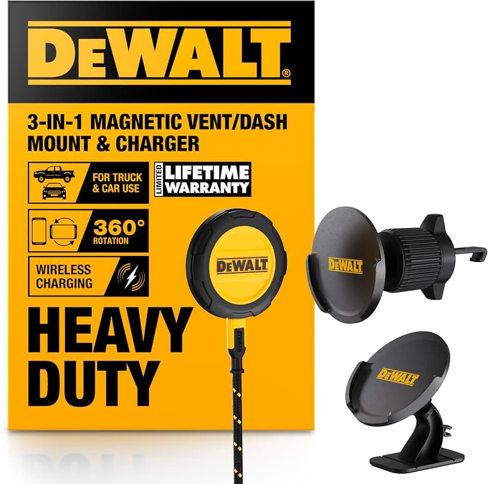 DEWALT Magnetic Phone Holder for Car Kit, Heavy Duty, iPhone 17 16 15 14