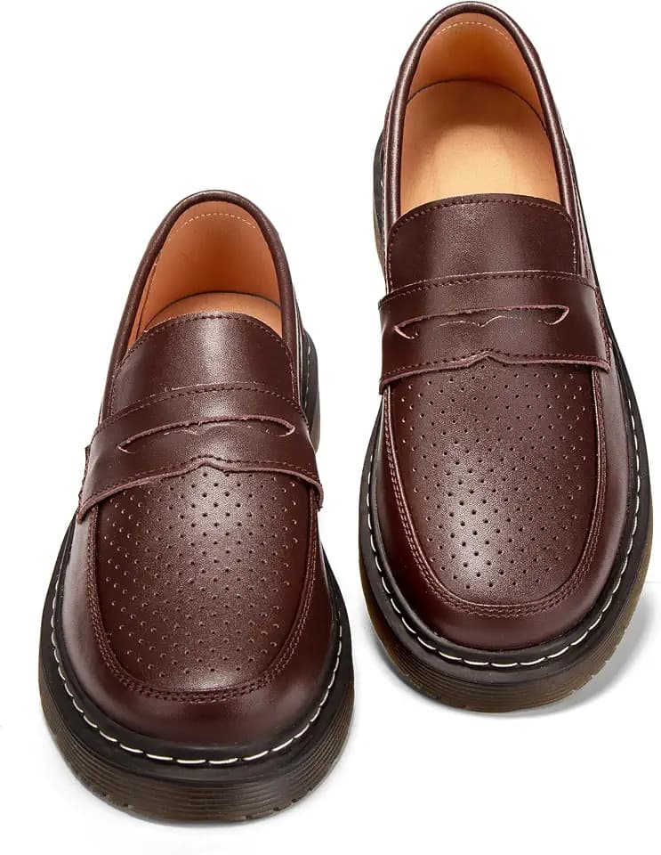 Penny Loafers for Women with Breathable Perforated Design