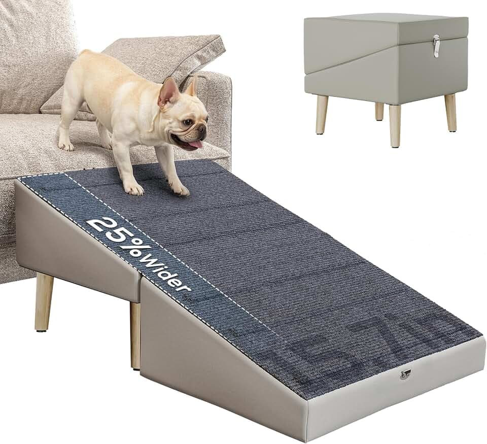 2 in 1 Ottoman Dog Ramp for Couch,Stable Folding Ramp for Small Dogs