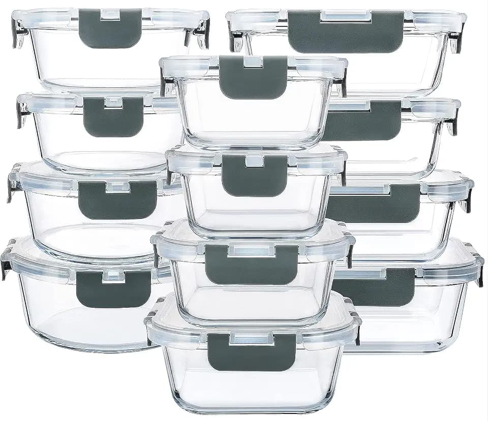 MCIRCO Vorratsdosen-Set aus Glas für Lebensmittel, 24-teilig