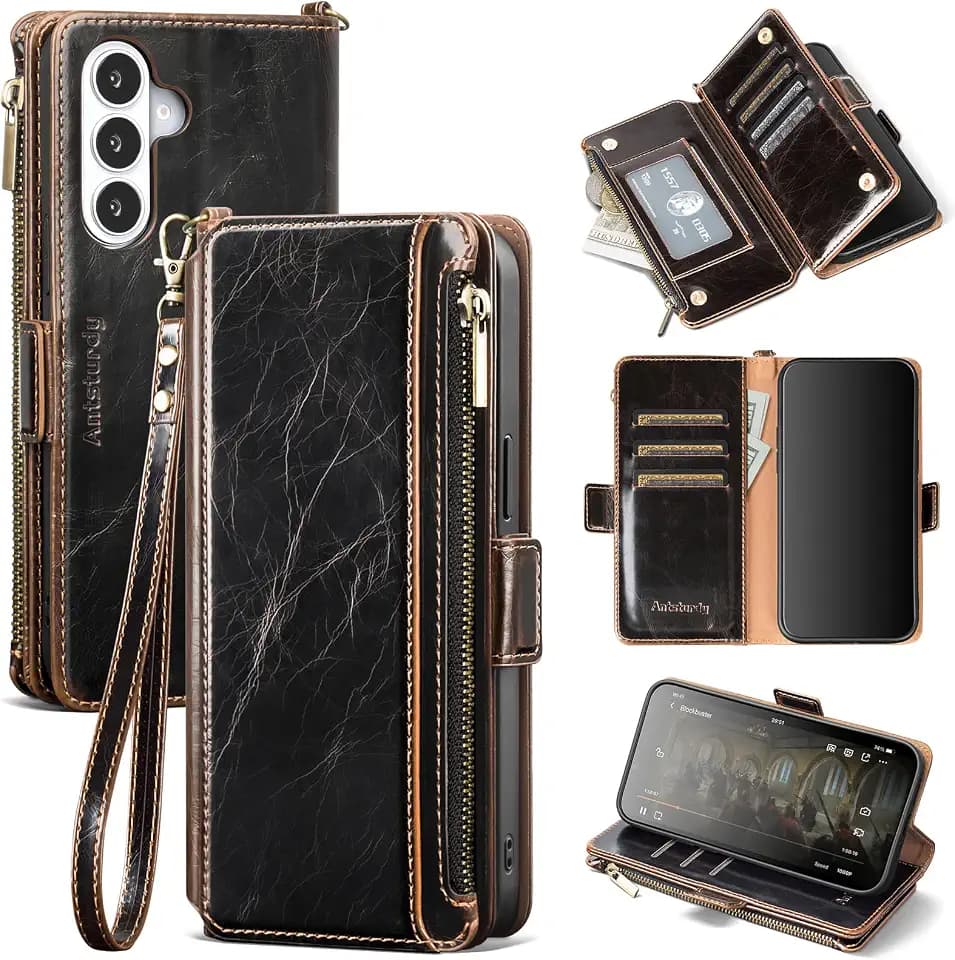 Antsturdy for Samsung Galaxy S26 Phone Wallet Case Women,Coffee