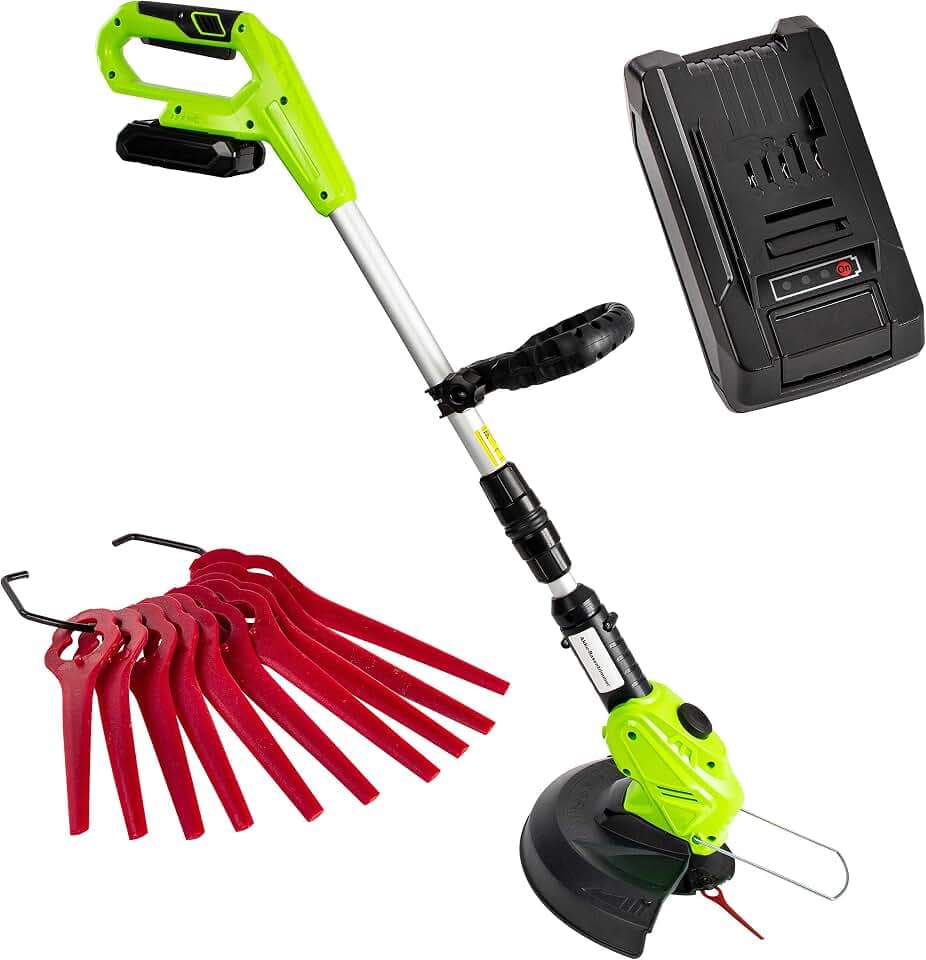 ONVAYA® Akku-Rasentrimmer | Rasenkantenschneider | Grastrimmer | Freischneider elektrisch | Kantenschneider | mit 30 Ersatzmessern + Akku