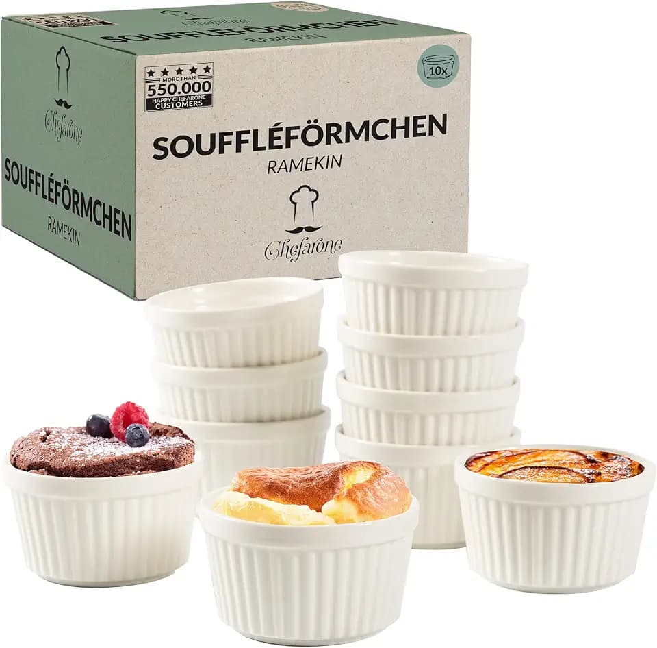 Chefarone Soufflé Förmchen 10er Set Keramik 170 ml Creme Brulee