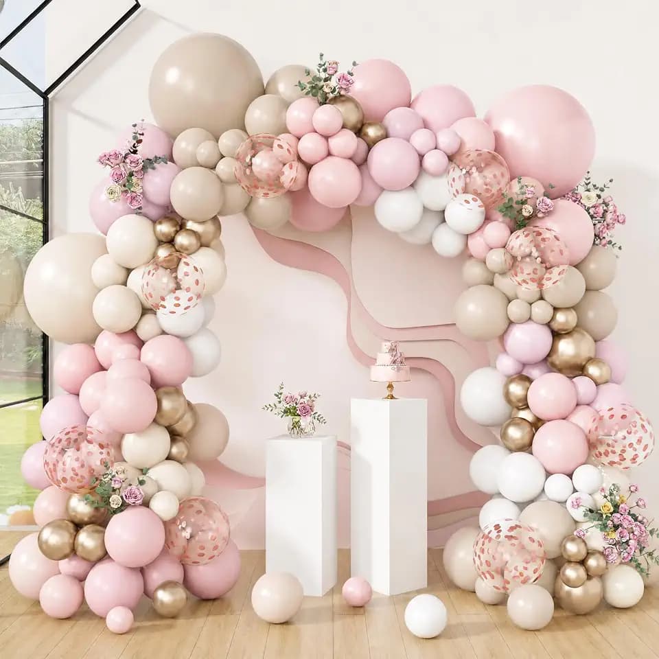 Amandir 173Pcs Boho Dusty Pink Balloon Arch Garland Kit