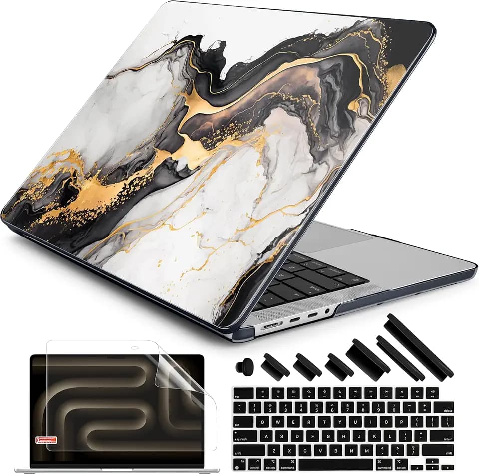DONGKE Compatible with MacBook Pro 16 Inch Case (2026-2021 Release, M5 M4 M3 M2 M1 Pro/Max Chip), Plastic Hard Shell Cover with Keyboard Cover & Screen Protector for MacBook Pro 16", Abstract Marble