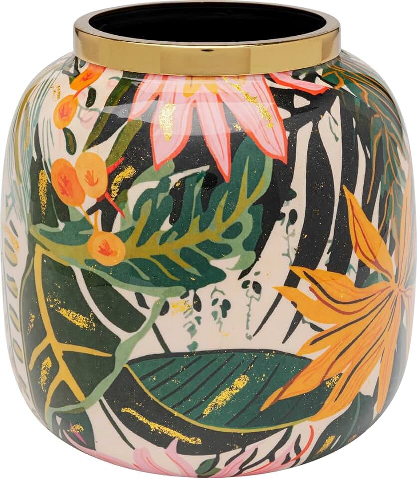 Kare Design Vase Jungle, Mehrfarbig, 17cm Höhe, Blumenvase, Dekorationsvase, Gefäß für Blumen, Tischvase, Wohnzimmer