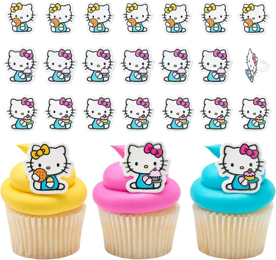 Hello Kitty® Cupcake Decoration Toppers | 24 Pack Party Cake Rings