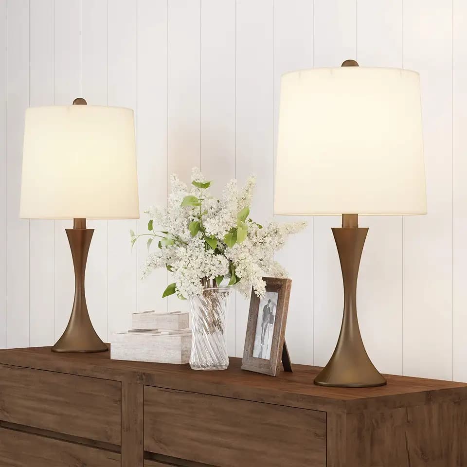 Lavish Home Table Lamps, Bronze, Set of 2, 11” x 24.5”