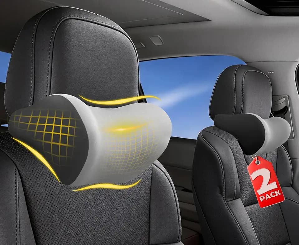 Allaboutsla 2-Pack Car Neck Pillow, Car Headrest Pillow for Neck Support