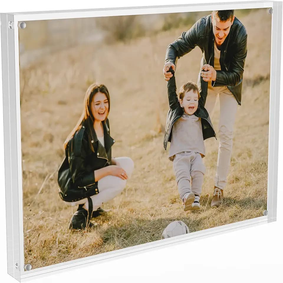 Sezanrpt 8.5''x11'' Acrylic Picture Frame, Perspex Photo Frame for Wedding Pictures, Tabletop Freestanding Certification Frame 12mm + 12mm