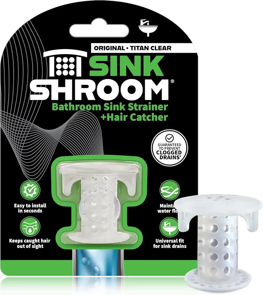 SinkShroom SSCLE988 The Revolutionary Sink Drain Protector Hair Catcher/Strainer/Snare, Clear