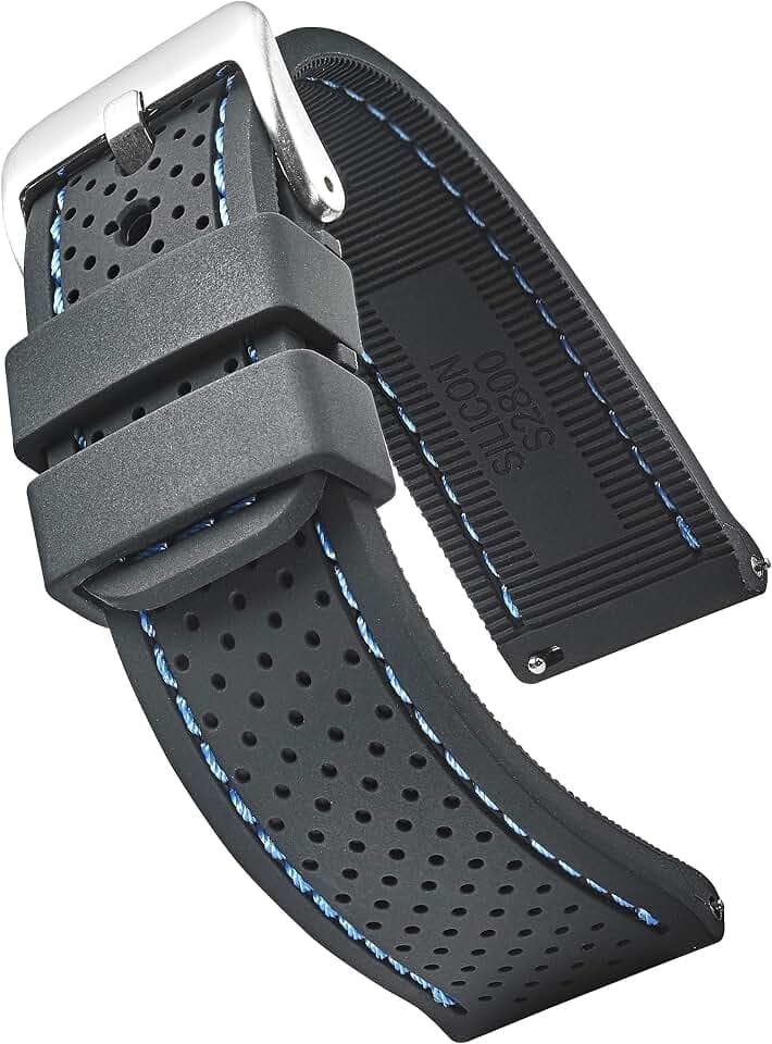 ALPINE Sporty Premium Soft Silicone Adjustable Watch Band - Replacement Rubber Watch Bands for Women & Men - Waterproof Quick Release Watch Straps - Compatible with Regular & Smart Watch Bands