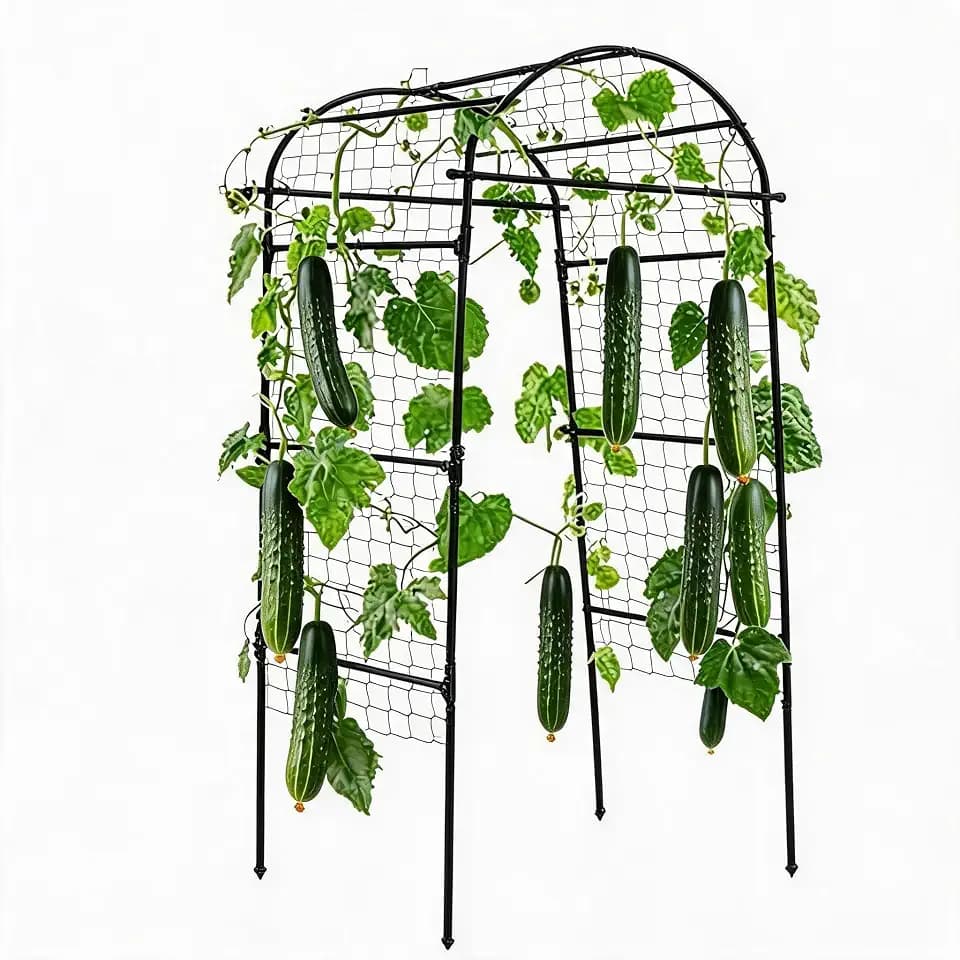 Garden Arch Trellis for Raised Beds, 6.8x3x2.6FT Plant Support for Cucumbers, Melons, Grapes, Roses & Climbing Vegetables, Outdoor Rust-Resistant Trellis for Vertical Growing, Black
