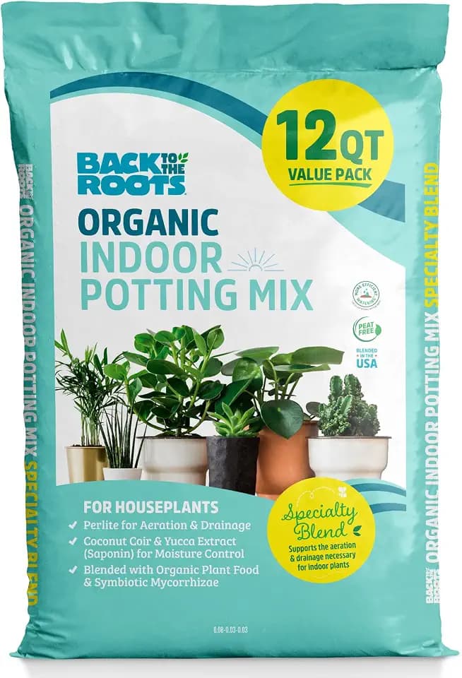 Back to the Roots 100% Organic Indoor Potting Mix (Value 12 Quart) | Promotes Healthy Houseplant Growth| Made in The USA