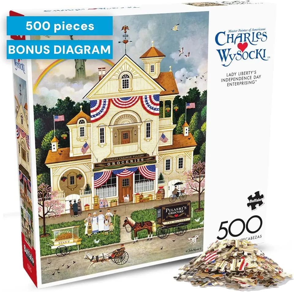 Buffalo Games Charles Wysocki Lady Liberty, 500 Piece Adult Jigsaw Puzzle