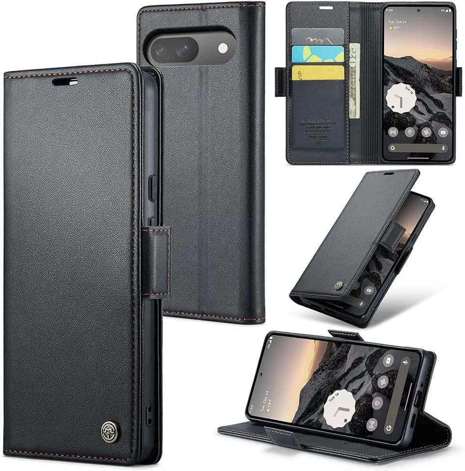 Handyhülle für Google Pixel 9/Google Pixel 9 Pro Hülle,Premium PU Lederhülle Klappbar Flip Case[RFID Blocker]Tasche Magnet Kartenfach Klapphülle Schutzhülle für Google Pixel 9/9 Pro, Schwarz