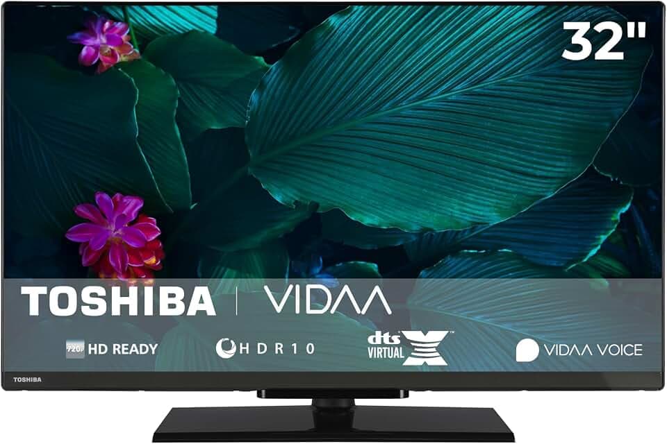 Toshiba Fernseher 32 Zoll Smart TV VIDAA HD Fernseher HDR Smart TV mit Triple-Tuner und Bluetooth, LED TV 32WV3F63DA