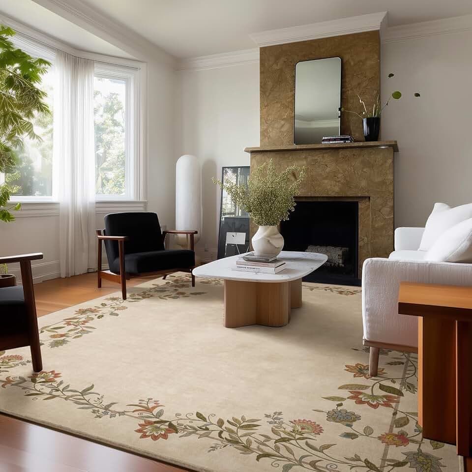 5x7 Area Rugs for Living Room: Washable Bedroom Rug Non Slip Large Carpet