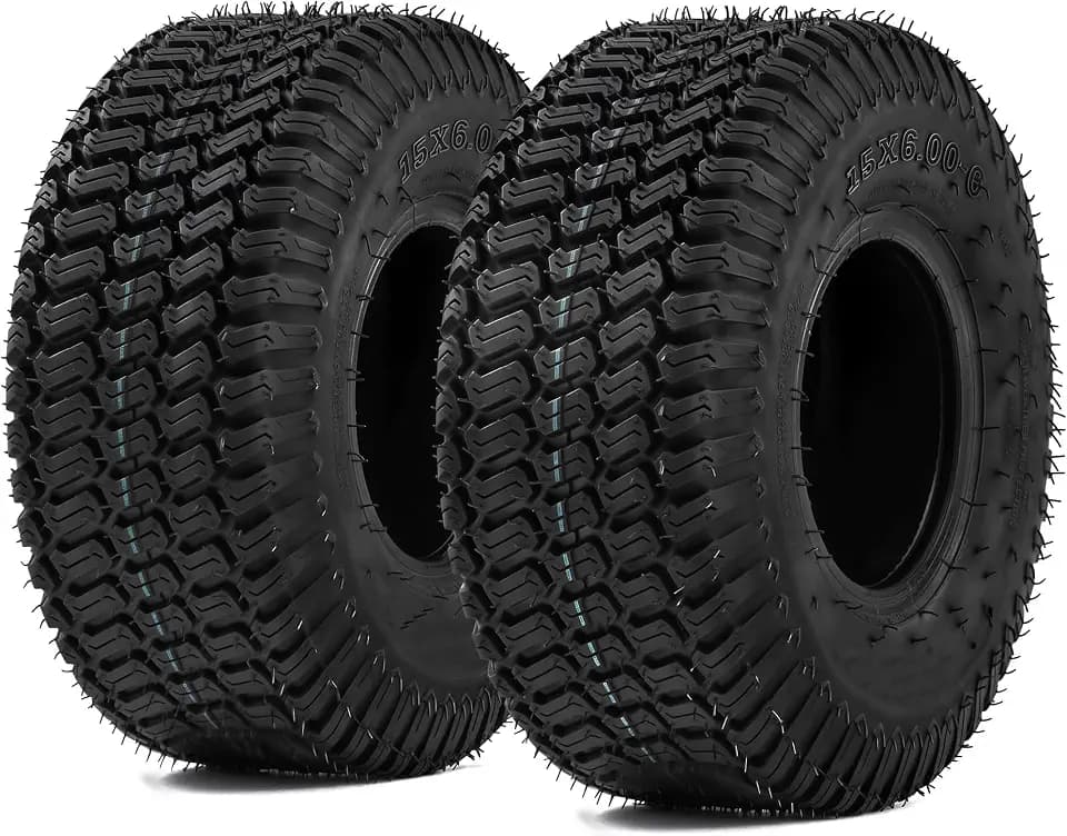 YITAMOTOR 15x6.00-6 Lawn Mower Tires, 4 Ply Tubeless Tractor Turf Tire