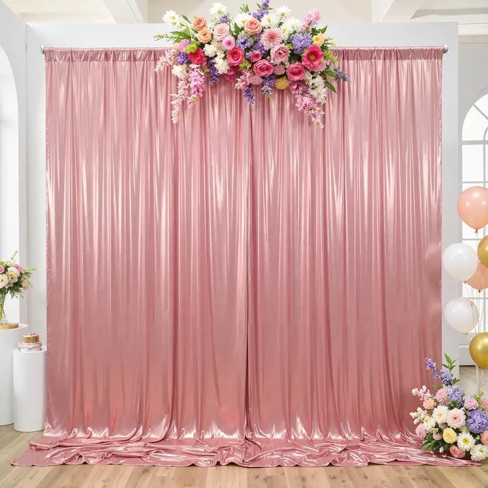 10x10ft Rose Gold Sequin Backdrop Curtain Glitter Photo Backdrop