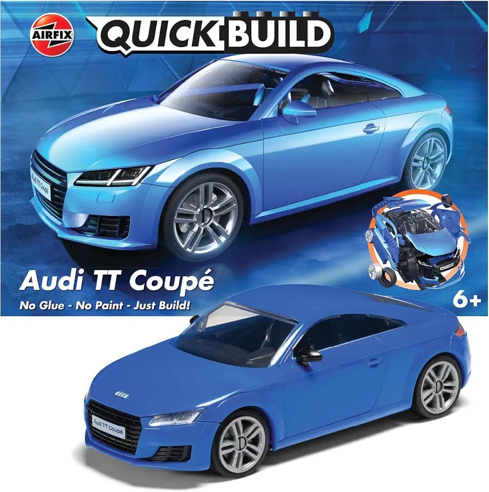 Airfix QUICKBUILD Modellauto-Bausatz – J6054 Audi TT Coupé Blau, Modellbausätze für Kinder ab 6 Jahren, Konstruktionsspielzeug für Jungen und Mädchen, Modellbau ohne Kleber – Klassisches Fahrzeug