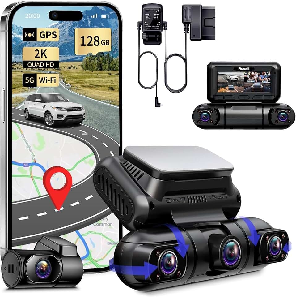 Rhorawill 4 Kanal Dashcam Auto Radar Bewegungserkennung Dash Cam,1080P 3.0"