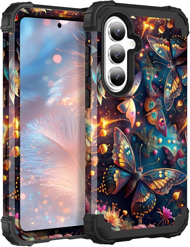 TEECOVER Heavy Duty Case for Samsung Galaxy S26, Blue Butterfly