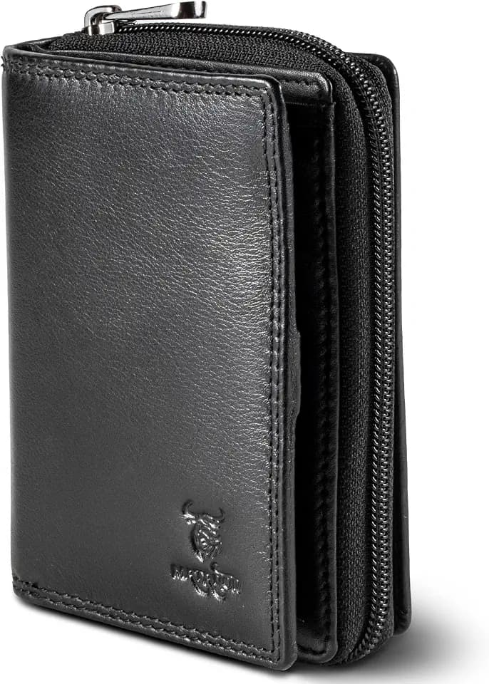 MATADOR |Seoul| Geldbörse Damen Schwarz Leder | TüV Geprüfter RFID Schutz Portemonnaie | Damen Schwarz | Brieftasche Leder | Geldtasche Damen