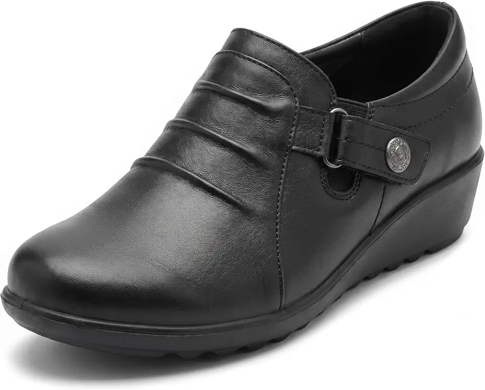 Cushion Walk EEE Damen Extrabreite Passform Low Wedge Slip-On Black UK
