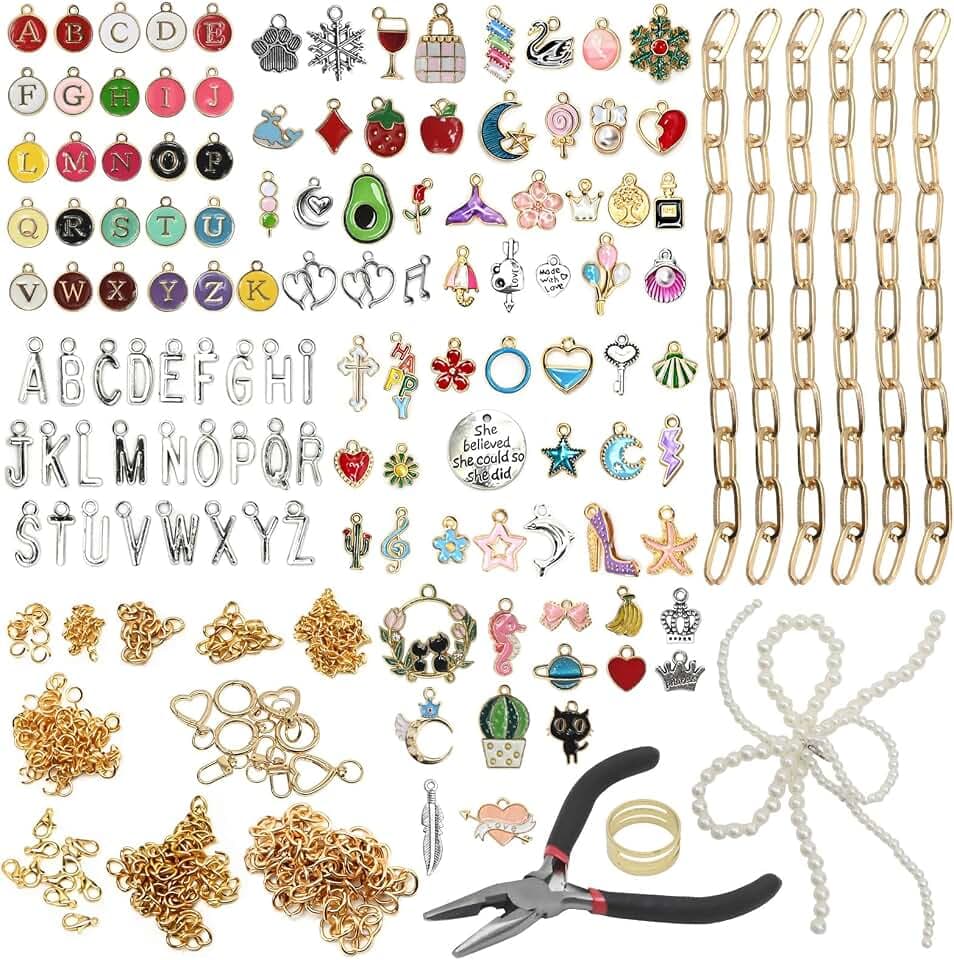 MospdyGear Kreativ-Set mit 320 Teilen für Schmuck & Anhänger, Enthält diverse Bastel-Charms, Anhänger & Perlen, Ideal für selbstgemachte Geschenke und Accessoires