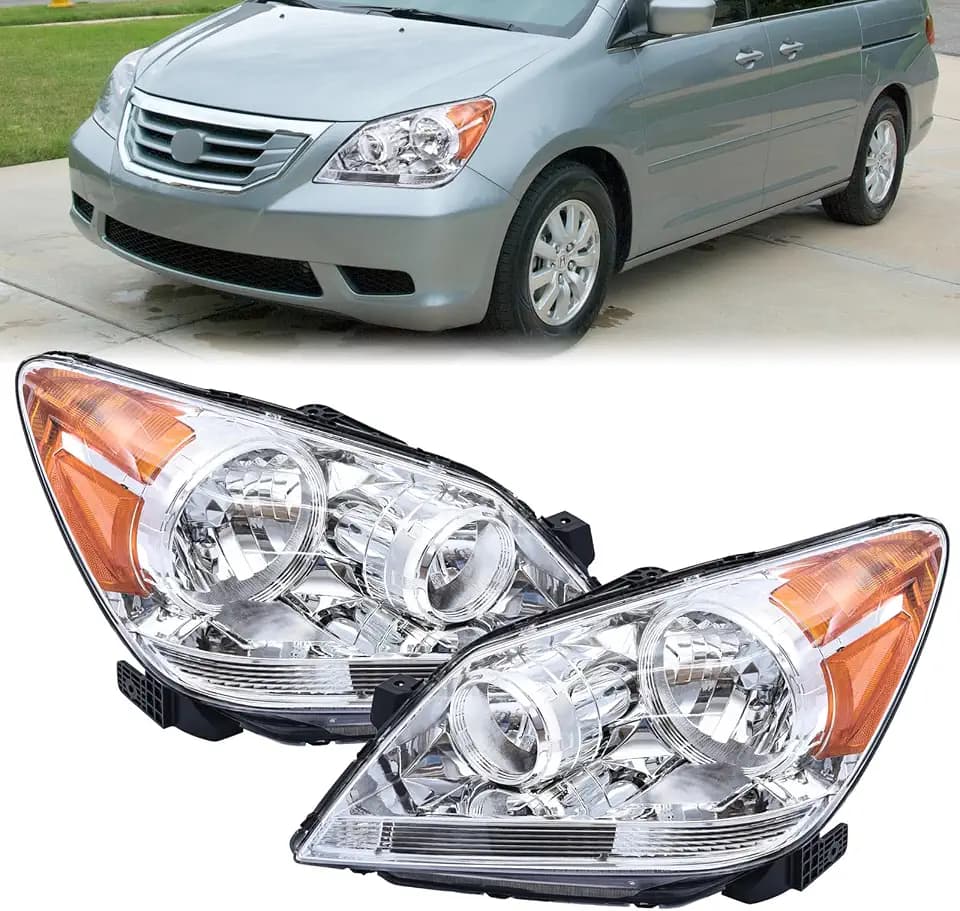 Chrome Headlights Assembly Fit for 2005-2010 Honda Odyssey