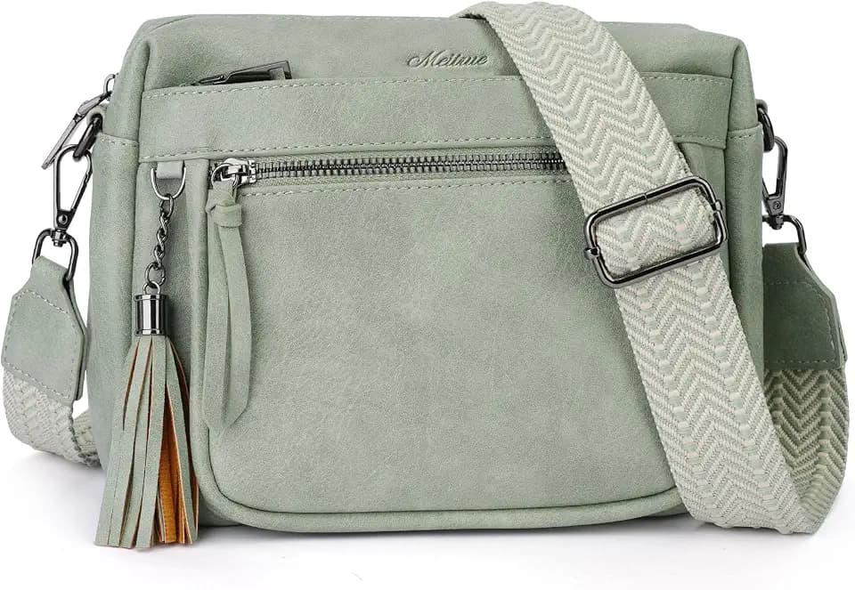 MEITRUE Crossbody Bags for Women, Vegan Leather Crossbody Purse Trendy Multi Pockets Shoulder Handbag with Tassel