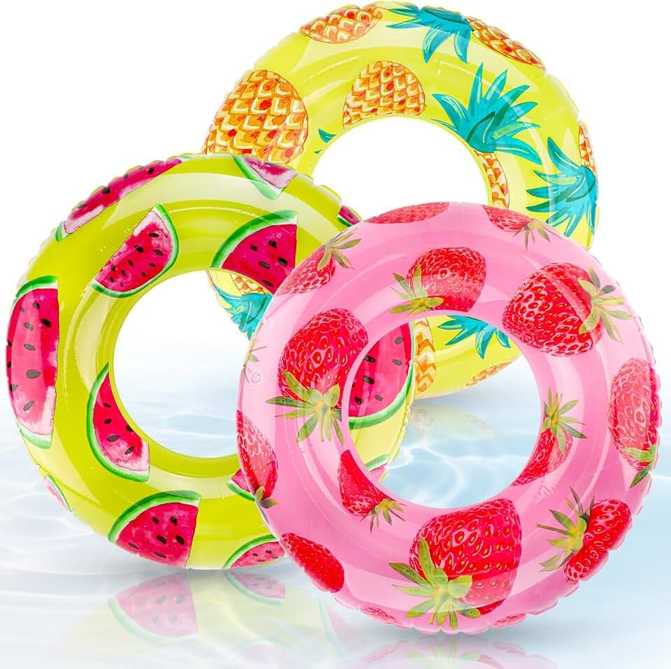 3 Stück Aufblasbare Schwimmringe für Erwachsene im Obst Design