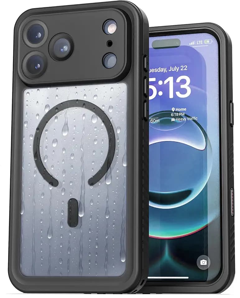 ENCASED for iPhone 17 Pro Max Waterproof Case with Camera Control Capture Button [IP-68] Full Body Protection with Built-in Screen Protector (Compatible with MagSafe) Clear