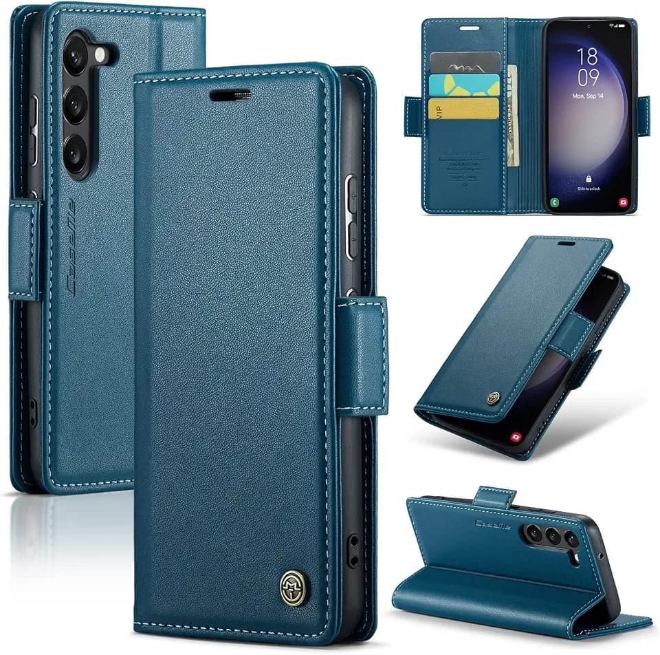 SINIANL for Samsung Galaxy S23 Wallet Case with RFID Blocking, Blue