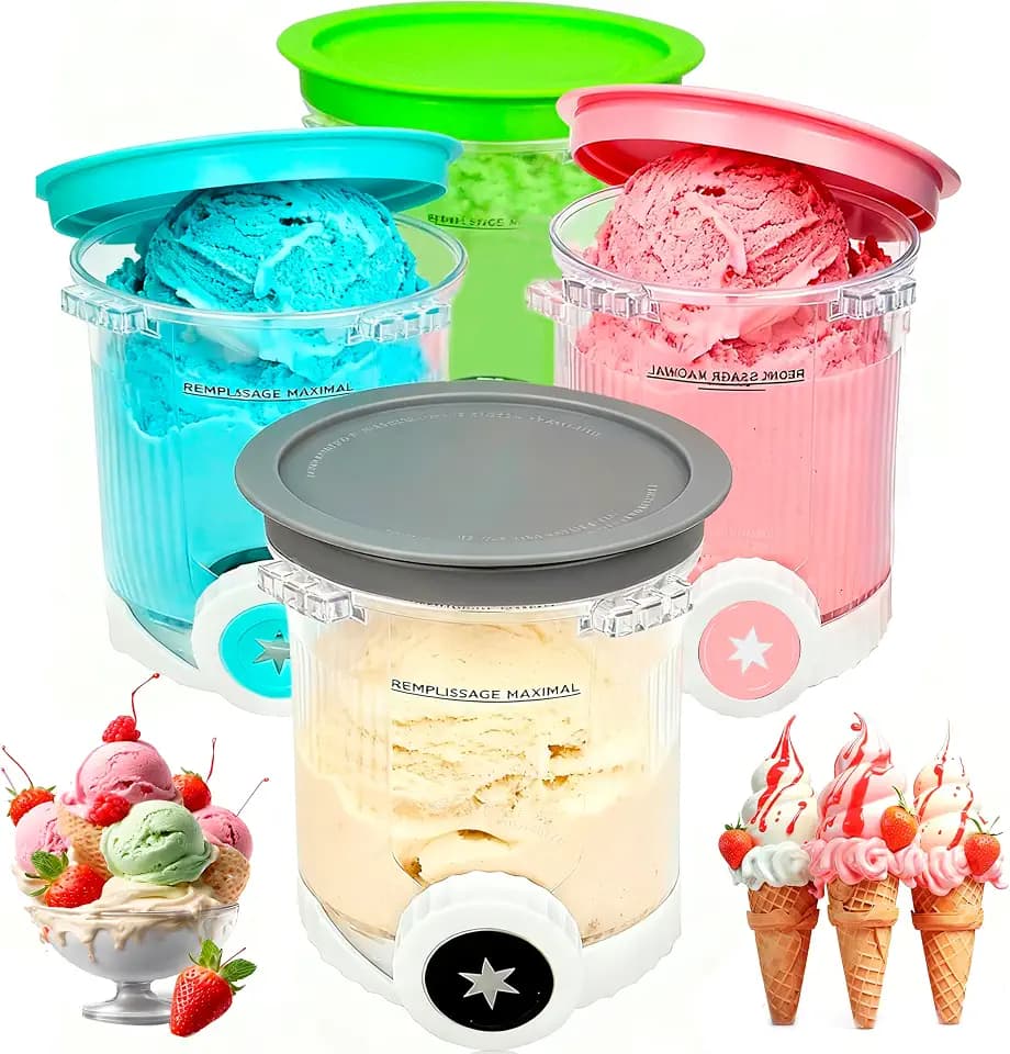 HAIWILL 4 Stück Ersatz Behälter für Ninja Creami Swirl NC701EU 480ML